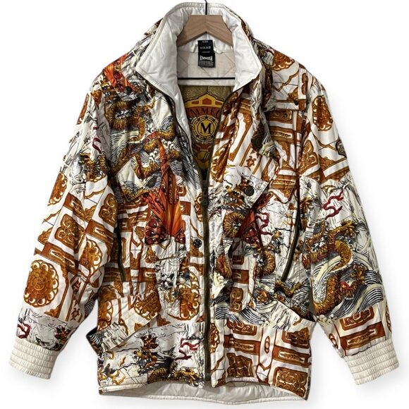 Rare Emmegi Austria Vtg Dragon Print Ski Jacket Size S 90s Maximalist Baroque - Picture 1 of 16